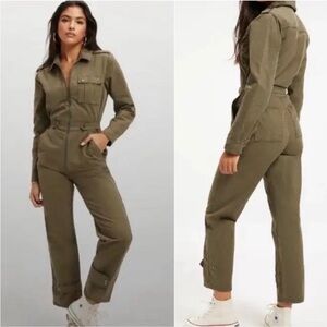 Good American Utility Flight Suit Jumpsuit Olive Green Size 4 XL
